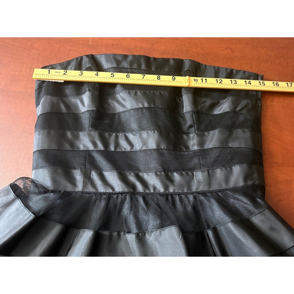 Vintage Betsey Johnson Evening Black Strapless Tiered Mesh Ruffle Dress Size 4 - Picture 5 of 11